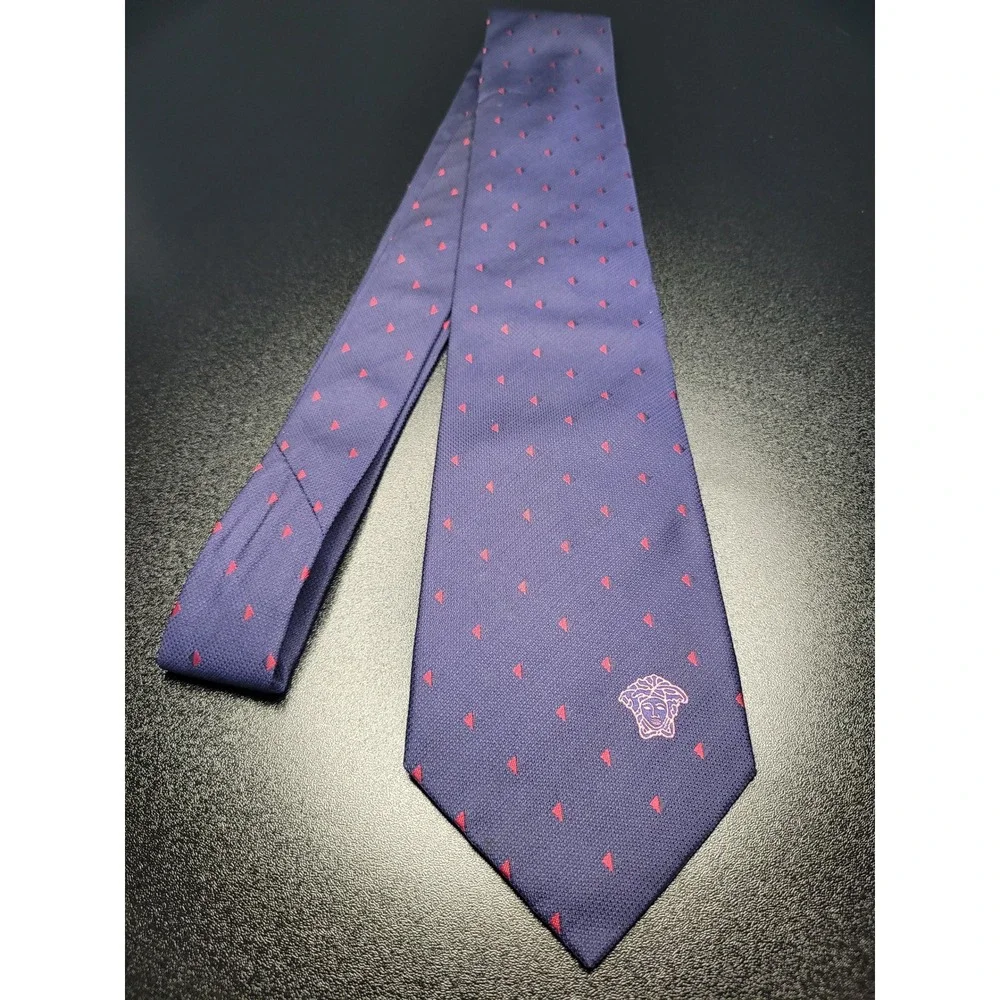 Versace Men's Necktie Purple Geometric Silk 3.75